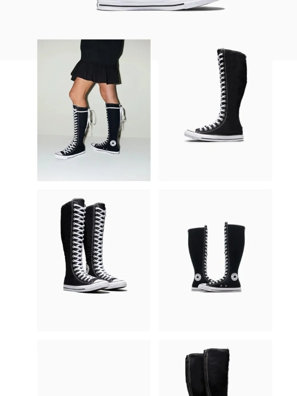 Converse Black Over-the-Knee Lace-Up Knee Boots with White Trim